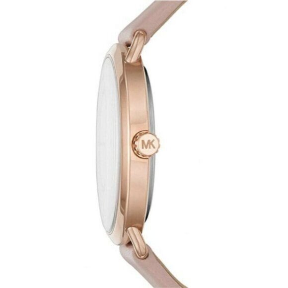 Michael Kors Rose Gold Leather Watch MK2907 Portia Three-hand Blush - Picture 3 of 5
